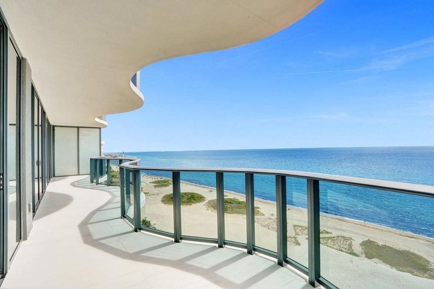 Experience the ultimate in Oceanfront living at Casamar: Pompano's newest luxury property! Stunning 14th floor 2 bed condo with den boasting 1,700 sf of living space plus an oversized 344 sf glass balcony overlooking 283 feet of white sand beach, dunes & the ocean. Top of the line finishes include Italian cabinetry, Sub-Zero & Wolf appliances, gas range, an integrated espresso/cappuccino system, floating bathroom vanities, soaking tub, contemporary tile flooring, designer lighting fixtures, motorized Lutron blinds, custom California closets. Unparalleled resort-style amenities include sunrise & sunset pools, state of the art fitness center, saunas, concierge, valet, lounges, golf simulator & pickleball court. The unit includes 2 parking spots & a huge air-conditioned private storage space.