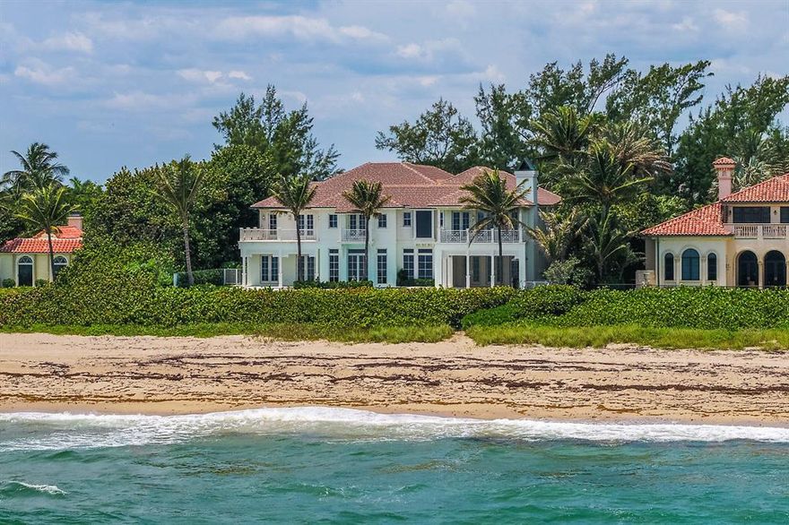 Nestled 24' in elevation high above the sweeping dunes, 3777 N Ocean Blvd. in Gulf Stream provides panoramic ocean vistas from nearly every vantage point.  Newly built by Palm Beach Builder Fair Dinkum and designed by Smith and Moore architects, the Key West transitional residence represents the newest and latest in building standards.  Taking full advantage of the breathtaking setting the estate features over 14,222 living area, with 7BB/10.3BA, temperature controlled wine cellar accommodating 2,900 bottles, Entry level art gallery, hobby room, seaside gourmet kitchen showcasing a  fully equipped butler's pantry, morning room, open dining room with cathedral ceilings, expansive living room, Club Room designed for theatre, Billiards room, 5 car garage with 6 additional under roof parking spaces, all combine to create the perfect spot for the art and car aficionados in us all. Additionally there is an ocean facing loggia complete with kitchen, and fireplace which are surrounded by a pool and spa. Made for entertaining and everything the Florida lifestyle has to offer.