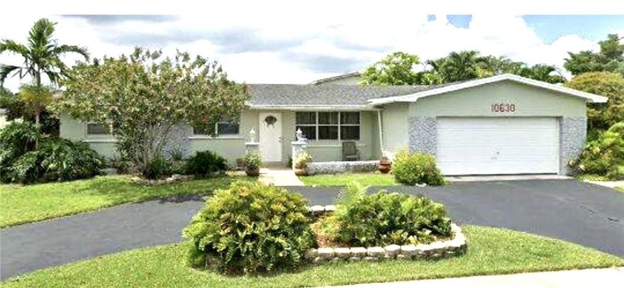 Beautiful corner lot 4/2 pool home with no HOA and large family room . Circular driveway and two car garage. Hurricane shutters. Walking distance to beautiful park. New living room flooring and baseboards. All new underground pipes in 2018. Hot water heater 2017, New inside a/c unit 2023 and outside 2016. Sprinklers 2015, roof 2016. Hot water heater 2017. This home will not last.