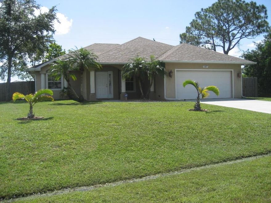 Beautiful home with vaulted ceilings, ceramic tile and carpet in bedrooms 2 & 3. Freshly painted. Stainless steel appliances. Large yard with privacy fence and room for a pool. Close to I-95 and the turnpike. Propane or LP Gas stove, dryer, tankless water heater, firepit and BBQ grill hookup. Newer A/C system.