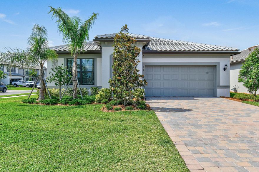 Built in 2024 this 4-bedroom 2-bath home with Ceramic tile throughout features a spacious kitchen with island. gas stove, large master bedroom with walk in closet. Enjoy living in a gated community with clubhouse resort-style heated pool, spa, lap pool, cabanas, pickleball, tennis, basketball, fitness center, dog park, playground, sidewalks and streetlights.