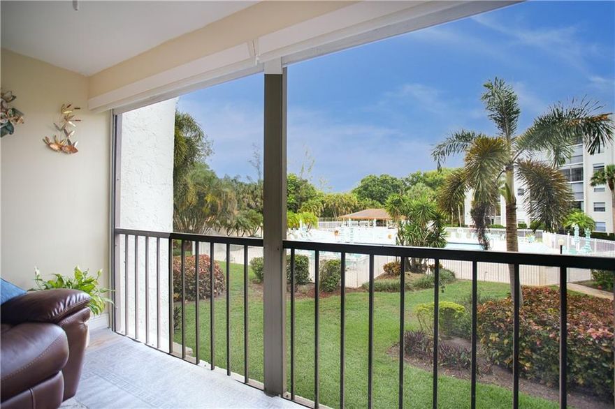 ABSOLUTELY SPLENDID!  1260 SF, 2ND FLOOR, SPLIT BEDROOM 2/2 CONDO WITH VIEW ON POOL AREA & BBQ, & GAZEBO! REMODELED KITCHEN OPENS OUT ONTO DINING ROOM WITH GRANITE COUNTERS!  BOASTS STAINLESS STEEL APPLIANCES! NEW CABINETS! NEW VANITIES IN BATHRROMS!  COMMUNICTY IS  ENTIRELY FENCED & GATED 55+ COMMUNITY!. DINING RM CHANDELIER ISN'T INCLUDED! WASHER & DRYER! LARGE PORCELAIN TILE FLOORS IN LIVING/ DINING/ KITCHEN AREAS & CARPET IN BEDROOMS.  PATIO HAS ROLL SHADE HURRICANE  SHUTTERS & ALSO ELECTRIC SUN SCREEN SHADES! INCLU IN MAINTENANCE: INTERNET, CABLE TV, WATER, INSURANCE. PEST CONTROL, ASSOCIATION SAYS +55, 710 CREDIT 45K INCOME & 6 MONTHS MAINTENANCE IN ESCROW. CAN RENT AFTER 1ST YEAR. GREAT COMMUNITY TO LIVE IN!! COME SEE FOR YOURSELF! YOU MUST SEE THIS LOVELY UNIT!