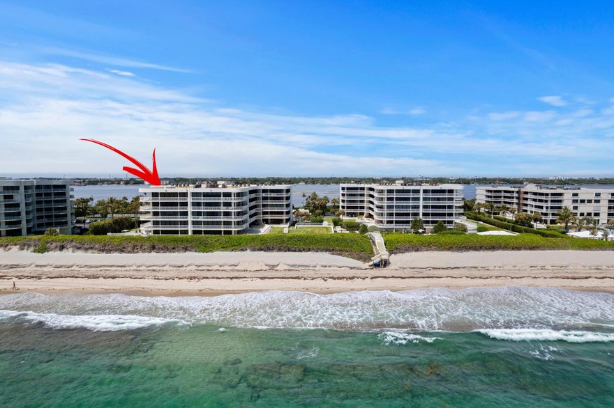 Enjoy sweeping ocean, beach & pool views from this expansive top floor residence in the Meridian of Palm Beach. This beautifully appointed 2 bedroom, 2 bath floorplan features an expansive wraparound balcony accessible from every room offering stunning water vistas. Exquisitely updated and flawlessly maintained, the residence blends comfort with elevated coastal style. The Meridian of Palm Beach is a premier, fully gated enclave that has undergone a complete transformation, offering 24 hour security, covered parking, a spectacular oceanfront pool & spa deck, state of the art fitness center, and tennis & picket ball courts. Ideally situated close to world class shopping, fine dining, cultural attractions, and Palm Beach International Airport. The very best of Palm Beach living awaits you.
