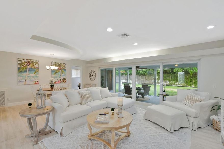 Situated in the desirable East Boca Raton neighborhood of Boca Square, this fully updated single-family home offers 3 bedrooms and 2 full baths with impact windows and doors throughout. The open-concept kitchen overlooks the living and dining areas and is complemented by all tile flooring for a clean, modern feel. Enjoy a large screened lanai spanning the back of the home, perfect for relaxing or entertaining, along with a fully fenced private yard. Offered turnkey with upscale furnishings, quality dishware, flatware, linens, and décor. Additional features include a one-car garage and landlord-paid lawn care for effortless living. Available immediately and conveniently located near Boca Raton beaches, parks, shopping, dining, Mizner Park, Town Center Mall, and with easy access to I-95.