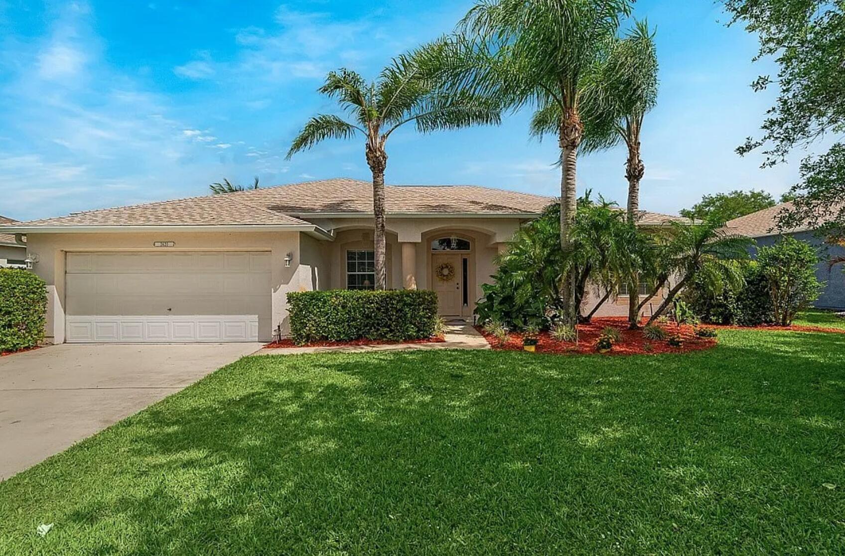 Move-in ready and beautifully furnished! This spacious 4-bedroom, 2-bath home is nestled in the desirable Waters Edge community and offers serene lakefront views right from your backyard. Enjoy flexible dining options with a cozy eat-in kitchen, a formal dining room, and a screened lanai perfect for relaxing or entertaining. Major upgrades include a new roof (2025), newer AC, and a new LG stainless steel convection range and microwave. The oversized backyard provides plenty of room for outdoor fun or a future pool. This home is the perfect blend of comfort, convenience, and Florida lifestyle!