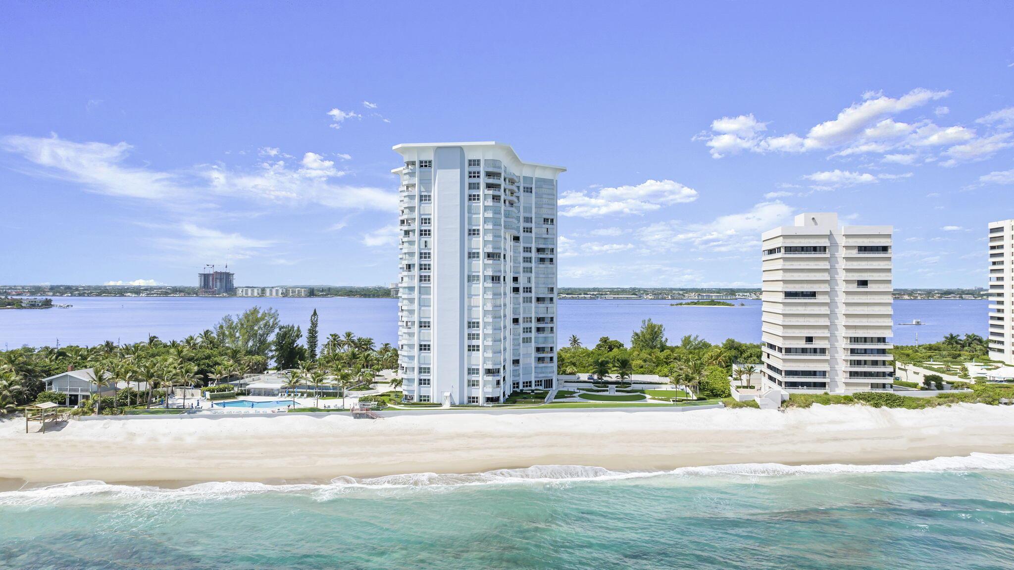 This completely renovated and furnished unit in the coveted ''B'' stack at Corniche is a real gem! With breathtaking ocean to intracoastal views from every floor to ceiling window, you'll be able to enjoy the beauty of Florida right from your own home. Featuring 3 bedrooms and 3 bathrooms, this unit offers a maintenance-free lifestyle in the sky. The primary suite is truly a retreat with its own private balcony, spa-like bathroom, and a massive walk-in closet. The front bedroom also boasts an incredible ocean view, a private en-suite bath, and another spacious walk-in closet. This unit is flooded with natural light and has been freshly painted. The renovated entertainment space includes a new wet bar, cabinets, counters, and plumbing.