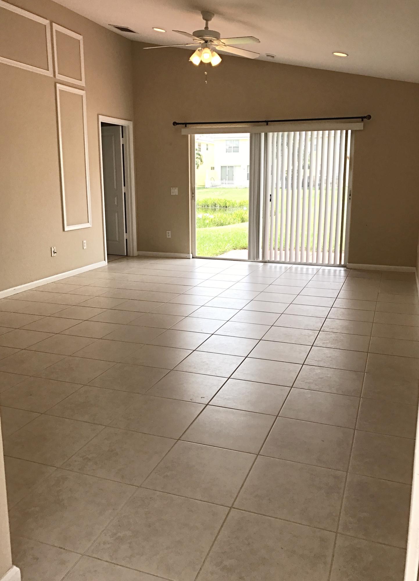 This beautiful, well maintained 3 bedroom/2 bath home has an open floor plan with views of lake from living room and master bedroom. AC unit was replaced 2 years ago. It is located in a family friendly and secure neighborhood. Enjoy the many amenities included in this gated community; a pool, kiddie pool,2 playgrounds, exercise facilities, basketball, soccer, volleyball, and tennis.It is painted a lovely neutral color and ready to move in!
