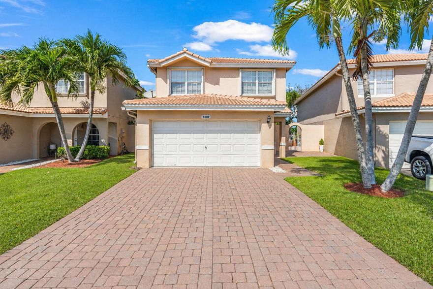Lakefront 3 bedroom, 2.5 bathroom home located in the gated community of Briar Bay. Bright open floor plan with spacious living areas, updated flooring, and abundant natural light throughout. Large paver patio and fenced backyard overlook the lake and fountain, creating the perfect space to relax or entertain. Major updates include a brand new 2026 roof, approximately 3-year-old A/C, and new water heater. Complete with a 2-car garage. Briar Bay is a private, pet-friendly community just minutes from the Florida Turnpike, downtown West Palm Beach, shopping, and restaurants. Low HOA fees of $338/month grant you access to a wealth of association amenities including 24-hour manned gate, clubhouse, a modern gym, playground, swimming pool, tennis courts, and a dedicated pickle-ball court.