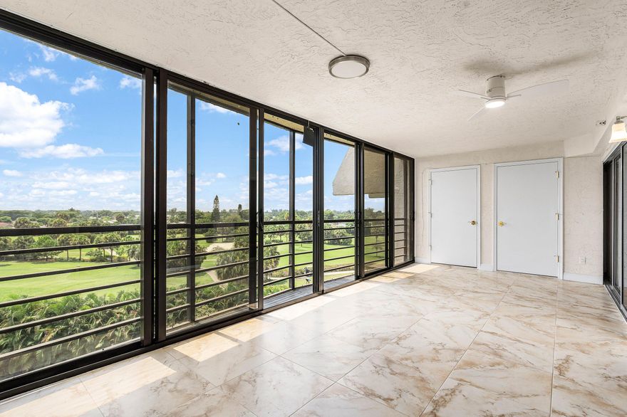 Come enjoy a golf course view from the top floor of your new home. No carpet, upgraded tile through out. Just steps away from the screen enclosed pool. The 2  bedrooms are spacious each with their own walk in closets. Upgraded stainless steel appliances. Mix a drink from your wet bar while you sit back and enjoy your view. Covered carport included with your unit. TONS OF EXTRA- fire sprinkler system-crown molding, LED lighting- so many extra we can't list them all here please check the documents for a complete list.