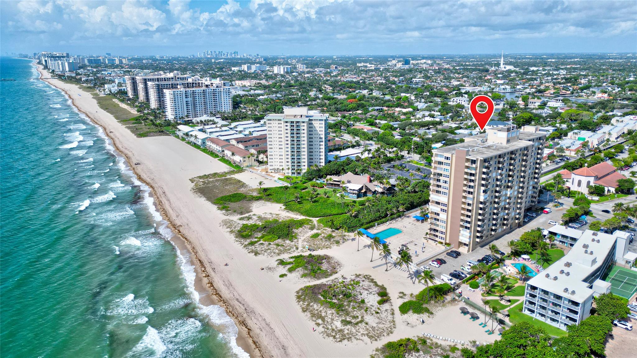Ocean front corner apartment located on the sand in the prestigious Lauderdale By The Sea. Large master bed walk in closet, second bedroom opened as a family room or office, washer/dryer inside the unit, New Laminated wood floor throughout, Hurricane Shutters. Building has been newly upgraded including the very large pool & deck, elevators, and hallways. Many amenities including an exercise room, Sauna, massive pool deck with B.B.Q. Grills, private beach access, and 24-hour building security with video surveillance. Just down the street from shopping,cafe's, nightlife, & the famous LBTS pier. This is resort living at it's best. Underground parking.