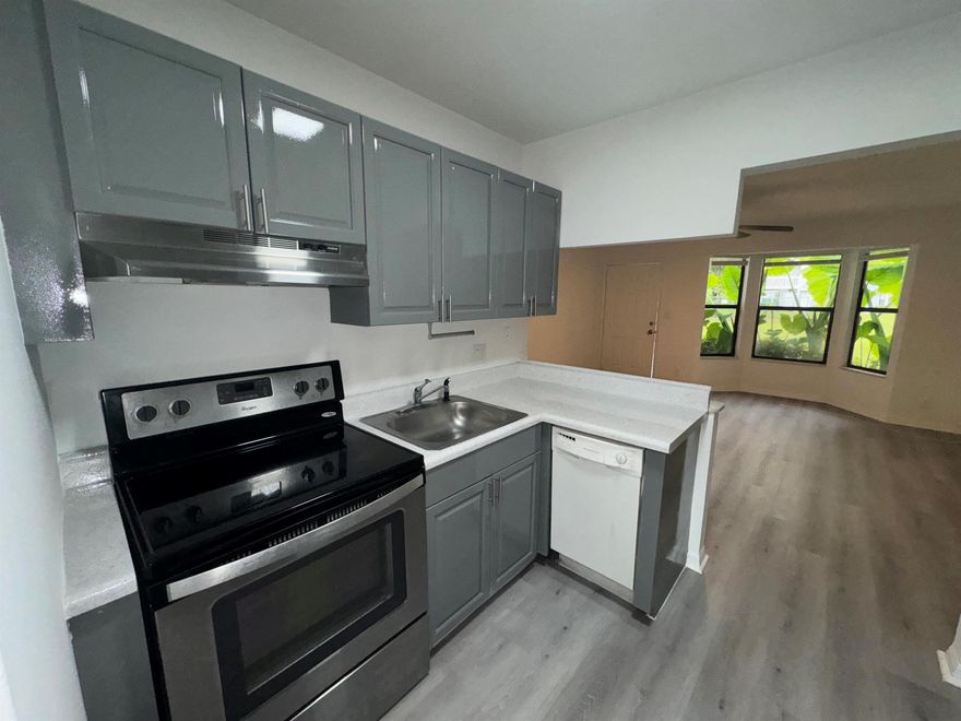 Quite Location on this 1/Bedroom 1/Bathroom is nestled on a one exit street. All grey waterproof flooring. Black appliances, Open Rear Patio with a storage closet, central A/C. This is FPL electric. 2 cars maximum if needed. Washer and dryer included and move in ready. This apartment has NO HOA. Pets are welcomed, Ideal Landlords