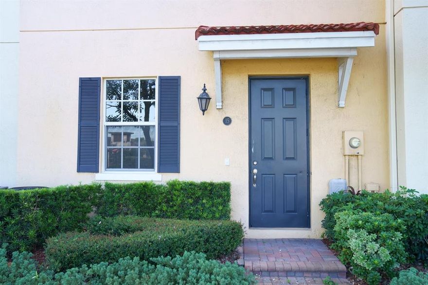 Come see this clean and spacious three-story townhouse at College Park! Property features 3 bedrooms which all have their own private bathroom, as well as an additional half bathroom on the main (second) level. The first-floor highlights one bedroom and bathroom upon walking in, washer and dryer, and access to the garage. The main level includes the kitchen, dining room, and living room space, as well as a peaceful balcony space. Kitchen spotlights 42' cabinets and all black Whirpool appliances. Two additional bedrooms (including primary bedroom) and bathrooms can be found on the third level. Property also features ceiling fans throughout. Additional property details include a two-car garage with epoxy flooring, complete impact glass and unit being walking distance to the community pool.