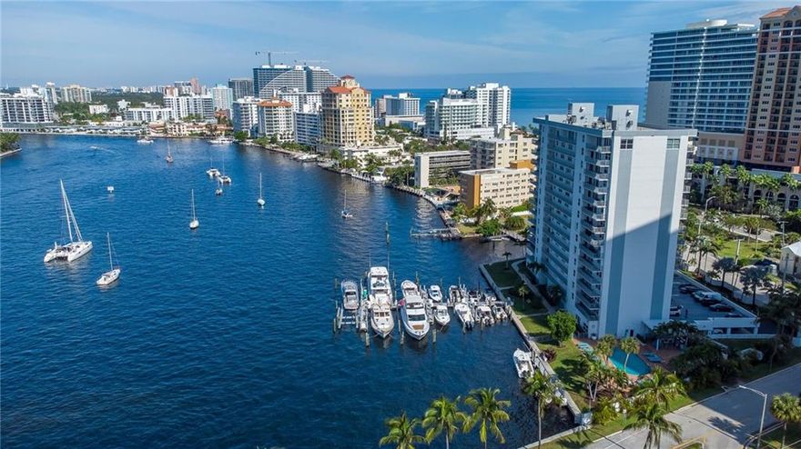 Steps to the beautiful Fort Lauderdale beachOne block from Las Olas Blvd.Unique opportunity to own the least expensive unit in this beautiful waterfront Intracoastal building.This property has amazing views of the intracoastal.Resort style amenities with its own Deep Water Marina which will be able to accommodate vessels up to 90 ft.