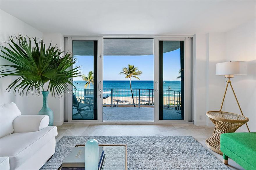 What could be more iconic than an oceanfront apartment on Worth Avenue!  This 2 bedroom 2 bath fully renovated unit has it all.  Direct ocean views from both bedrooms, living room, and dining room!  Gorgeous and spacious balcony plus private balcony off guest room. You will also find an open floor plan, high end finishes, and all within walking distance of fabulous in town Palm Beach!!