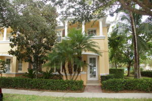Abacoa Townhome, Beautiful upgrades throughout. Open layout, two living areas on first floor. The area you'll love spending time in is your family room that is open to the kitchen, which has granite counters, great cabinets & Bosch appliances. Ceramic tile on the 1st floor that looks like hand-scraped wood, crown molding, central vac, hurricane panels. The master bath features dual sinks, lots of cabinets, roman tub and separate shower. Enjoy the private patio that is accessible via wall to wall sliding glass doors, which also leads to the spacious two car garage. Street parking avail. You have the golf course, shopping, restaurants, great entertainment and Roger Dean Stadium for spring training and Baseball Games.