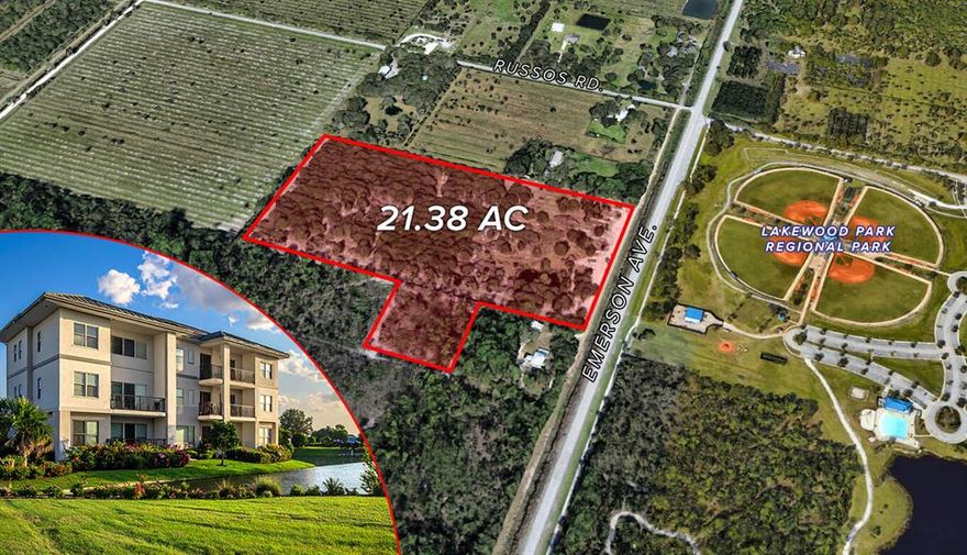 21.38 acres of vacant land on Emerson Road in Fort Pierce. Zoned for agriculture, allowing single-family homes, farming, and other agricultural uses. Located across from a regional park and near major upcoming developments including a new Publix and Buc-ee's. Excellent access to I-95 and just 10 minutes to US-1. Ideal for residential, agricultural, or investment purposes in a growing area.