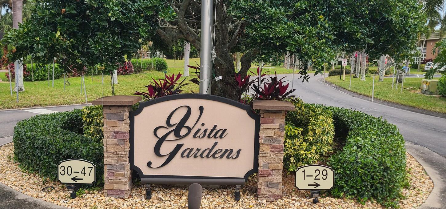 THIS IS IT! This new to market 1st FL, CORNER condo, quietly nestled in Vista Gardens has it all... New roof and completely remodeled to include all new kitchen with white shaker cabinetry, tiled backsplash, SS appls., and dbl floor to ceiling pantry. Also, vinyl plank flooring has been installed seamlessly into each room for beauty and ease of maintenance, condo has been freshly painted, all new Allen and Roth vanities and commodes have been added to the bathrooms, all new switches and outlets throughout. The master bedroom is oversized and includes a nice sized walk in closet and en suite bath. This unit includes a brand new washer and dryer! Hands down best value for a turnkey condo in all of Vista Gardens and is priced to sell! HOA fee includes TV, sewer, water, lawncare, pool.