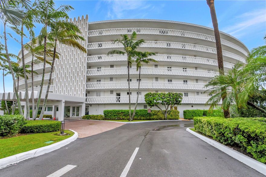 Beautiful sunset views will be treasured from this two bedroom, two bath Intracoastal waterfront condo. Housed in a quiet, coveted well maintained concrete building with historic designation. This home is one of only 92 units which rarely come to market. Living area and bedrooms feature a full wall of glass with sliders that open to the  large private balcony. Primary ensuite with updated tiled bath. Entire central air system is less than 3 years old. Private, gated ocean beach access, community pool and fitness center, office and laundry room.  Doorman building provides 24 hr. premium security and concierge services. Boat enthusiasts may rent a dock space, as availability permits.. Minutes from dining and shopping in Palm Beach.