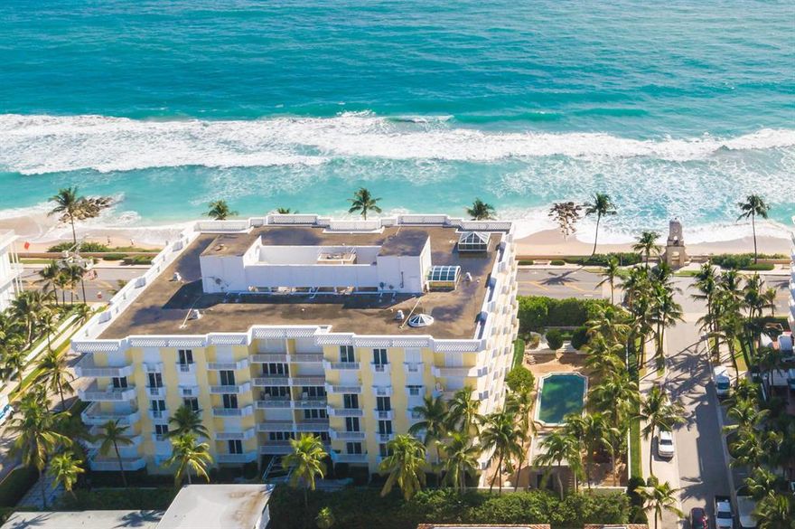 The Kirkland House - never contested - the most prestigious low density oceanfront building on Palm Beach. The Kirkland House's prime location is on the corner of Worth Avenue and Ocean Boulevard. Suite 2B presents the rarest of opportunities with Eye Level direct ocean views. The living room and study enjoy almost 50 feet of sweeping water views punctuated by a large oceanfront balcony. This three-bedroom plus den truly feels like it's a home on the ocean and equally as important lives so with gracious hallways, large scale rooms, high ceilings, a grand formal entry and a presidential sized en suite master. Featured on the cover of Florida Design, this home exudes exceptional craftsmanship, timeless sophisticated finishes, detailed millwork and beautiful mahogany flooring throughout.