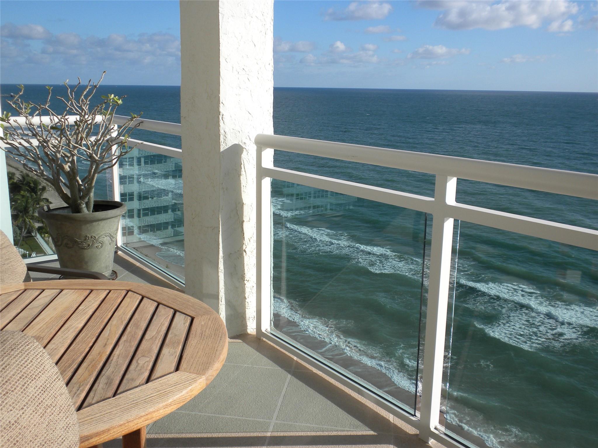 Enjoy the best of Fort Lauderdale. Direct Oceanfront unit offering unobstructed ocean views from every window and the wrap around porch. 3 bedrooms and 2 1/2 baths. Remodeled kitchen with built in 42 " refrigerator custom cabinets with draws and pull out and built in Pantry. Granite counters and all modern appliances. Large Master bedroom and Bath offering separate shower and soaking tub. 2 walk in closets. 2 Garage Parking spaces and new a/c system as we as new washer and dryer. Building offers 400 feet of beach, heated pool, gyms, theater room, party room and so much more. Hurricane Impact windows and door. A short walk to restaurants, banks groceries and the Famous Lauderdale by the Sea. The Galt is the place to be. Too much to list here.