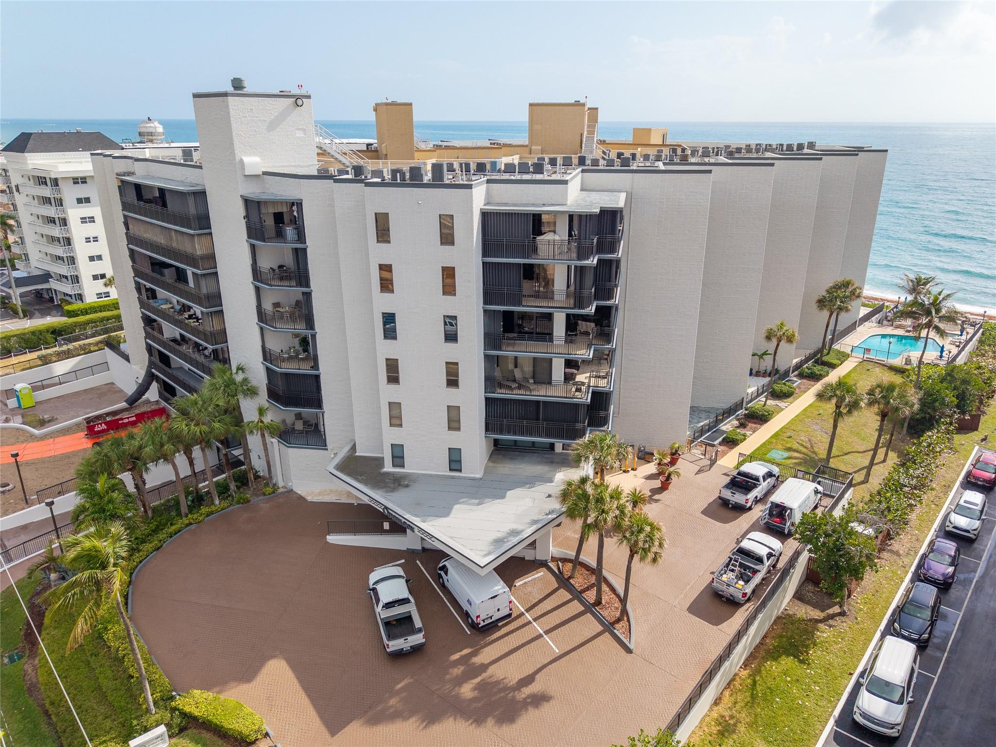 STUNNING BEACHFRONT PENTHOUSE 2 BEDROOM 2 1/2 BATH CONDO NESTLED BETWEEN DEERFIELD AND POMPANO BEACHES. BEAUTIFUL OCEAN AND INTRACOASTAL VIEWS FROM LARGE COVERED BALCONY. HARDWOOD FLOORS THROUGHOUT. REMODELED KITCHEN WITH STAINLESS APPLIANCES THAT OPENS UP TO A LARGE DINING AND LIVING ROOM. SPACIOUS MASTER BEDROOM WITH FULL EN SUITE BATHROOM WITH SHOWER AND SEPARATE LARGE WHIRLPOOL. WALK-IN CLOSET. LARGE GUEST BEDROOM HAS EN SUITE WITH SHOWER AND WALK-IN CLOSET. SEPARATE GUEST HALF BATH. WASHER AND DRYER. STORAGE. TWO SKY LIGHTS. TWO COVERED GARAGE PARKING SPACES. SEPARATE SECURED STORAGE. PET FRIENDLY. AMENITIES INCLUDE OCEANFRONT POOL, SPA, BARBEQUE AREA, TENNIS/PICKLE BALL COURTS, WEIGHT ROOM, TREADMILLS, SAUNA, AND CLUBHOUSE.