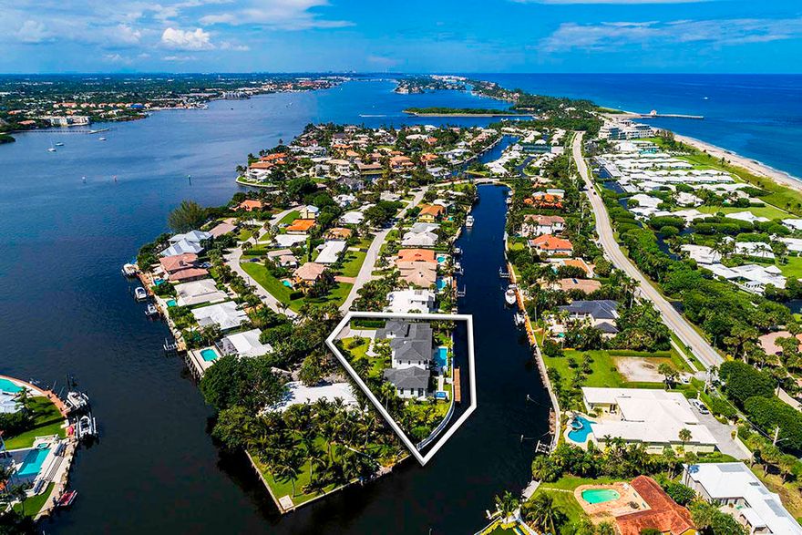 The brand-new waterfront estate located at 16 Sabal Island Drive in the coastal Town of Ocean Ridge offers an unmatched elegance by the sea. Situated on a quiet cul-de-sac, the expansive parcel boasts 226 feet of waterfrontage, manicured lawns and privacy. The custom-built home combines clean lines and modern sophistication to showcase picturesque water views. Offering 6,376 total square feet and six bedrooms, features include formal living and dining rooms, chef's kitchen, first-floor master wing with private loggia, second-floor VIP suite and guest studio above the three-car garage. The outdoor living areas, heated pool, overflow spa, summer kitchen and private dock are perfect for entertaining and relaxing with nearby ocean access for boaters. South Florida's luxury lifestyle awaits! Quality built by Stephen Varga Homes in conjunction with Palm Beach architect, Rafael A. Rodriguez, this waterfront masterpiece is exceptionally appointed and exquisitely decorated by Ava Gray Interiors. Superior finishes include volume ceilings, large rectified 36" x 36" porcelain tile downstairs, white oak wood floors upstairs, custom-designed and finished cabinetry, custom hardware throughout and impressive stairway with custom glass railings. From the oversized windows and sliders overlooking the waterway to the aluminum and glass garage doors and extraordinary glass front entryway, there are numerous vantage points to enjoy the gorgeous views of the grounds and flow-through waterway. An exceptional elevation further enhances the coastal breezes and endless water views. 

The Town of Ocean Ridge is nestled along the central coastline of Palm Beach County with its pristine beaches, oceanfront parks and its Town Hall and private police department. The waterfront residence is located on the south end of Sabal Island in the McCormick Mile neighborhood. Enjoy the pleasant drive along A1A to the boutique shops, restaurants and eateries in Delray Beach to the south and Palm Beach to the north. Jet-setting is effortless with three international airports and numerous private airports easily accessible via nearby Interstate 95. The Intracoastal Waterway provides endless opportunities for aquatic activities with the nearby inlet just minutes away for excursions on the Atlantic Ocean.

Situated on a .42 acre lot, the beautifully landscaped grounds, double pitched roof, decorative driveway and notable walkway combine to create a dramatic introduction to this timeless residence. The entryway provides the first glimpse of the interior's clean lines, volume ceilings and inspiring water views. The formal living room has a wall of sliders that open to the covered loggia, pool and waterfront grounds. The south wing is accessed via the main first-floor hallway just off the living room and features a powder room near the main stairway and a covered terrace that overlooks the front grounds. 

Located on the north wing of the house, the kitchen, family room and formal dining room are light and bright with lots of windows, sliders and a transitional floor plan that invites the outdoors in for maximizing waterfront living. The gourmet kitchen features top-of-the-line appliances, wine cooler, Caesar stone countertops, a large island with Cristalita quartzite countertop, a spacious, hidden walk-in pantry and easy access to the formal dining room. The family room has a casual elegance and is open to the kitchen with sliders to the covered loggia and summer kitchen. The laundry room, second powder room and three-car garage are conveniently located off the kitchen.

The spacious and opulent first-floor master wing was designed to invite private retreats with sliders to the private loggia and spa, a large walk-in closet with custom built-ins and a luxurious master bath with dual vanities and walk-in showers, a soaking tub and two water closets. Additionally, there are two en suite guest rooms with sliders opening to the waterfront terrace and pool.

The contemporary and dramatic stairway with all glass railings provides an impressive alcove for displaying a prized piece of art or baby grand piano. The second-floor offers a loft at the top of the landing, a VIP suite with balcony access and an additional en suite guest bedroom with balcony access. There is a private guest studio located above the three-car garage with a dedicated stairway off the kitchen. The quarters are complete with a kitchenette, closet and full bath making it a private space for guests or staff.

Perfectly located at the south end of Sabal Island on a quiet cul-de-sac, this impressive estate has been expertly designed to maximize the 226 feet of waterfrontage and open, green spaces. The covered loggias and balconies provide space for outdoor living and dining while the open terrace and walking paths perfectly frame the heated pool with sun shelf and the separate champagne overflow spa. The private dock and flow-through waterway offer the perfect setting for recreational boaters and serious yachtsmen alike with ocean access just minutes away. 

The house has an impressive elevation thanks to the natural coral-formed island location. The impact glass windows and doors have anodized aluminum frames that accent the home's modern flair and provide worry-free living. The home is pre-wired for security, audio-visual and Smart home technology. Other top amenities include three-zone air-conditioning system with infusers; central vacuum; concrete tile roof and zoned sprinkler system.

McCormick Mile residents are invited to join a voluntary Homeowner's Association which includes access to the private beach house overlooking the ocean perfect for entertaining complete with kitchen, tables and chairs, showers and bathrooms.

Much like a work of art, this waterfront estate is a one-of-a-kind masterpiece that represents the very best Ocean Ridge has to offer. Boasting six bedrooms, 5,118 living square footage and 6,376 total square feet, this impressive property proudly takes its place in the luxury real estate market.