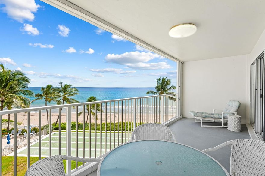 Wake up to breathtaking ocean views every day in this 2 bed, 2 bath direct oceanfront condo in exclusive Highland Beach! This well maintained and clean residence offers front row seats to the pristine Atlantic waters from the living room, primary bedroom, and a large private balcony. Enjoy a resort style pool surrounded by swaying palms, private beach access, garage parking, and on-site management. Washer/Dryer INSIDE UNIT! Penthouse Towers offers a relaxed, friendly, and social atmosphere, perfect for seasonal living! Just a short distance from the Delray Sands Resort and Latitudes oceanfront restaurant. This is coastal living at its best!