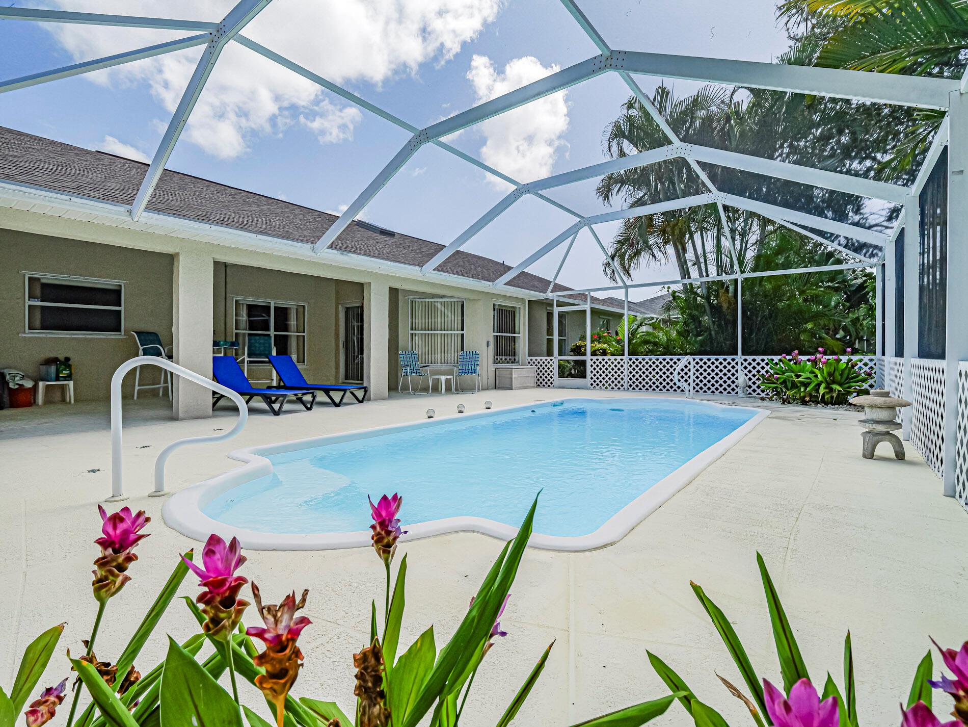 Welcome to beautiful Stonebridge of Vero Beach! CBS, 3 bedrooms, 2 bathrooms and 2 car garage. Vinyl flooring throughout 2 of the bedrooms, brand new carpet in the 3rd bedroom. Whole home replumbed. Wood Cabinetry in the kitchen. Walkout through your sliding glass doors, to your inground pool with full lanai and covered patio which was just freshly power washed. Inground propane tank. Well on property for irrigation. Low HOA fee. Close distance to the heart of Vero Beach and a short ride to the beautiful beaches of Vero Beach.