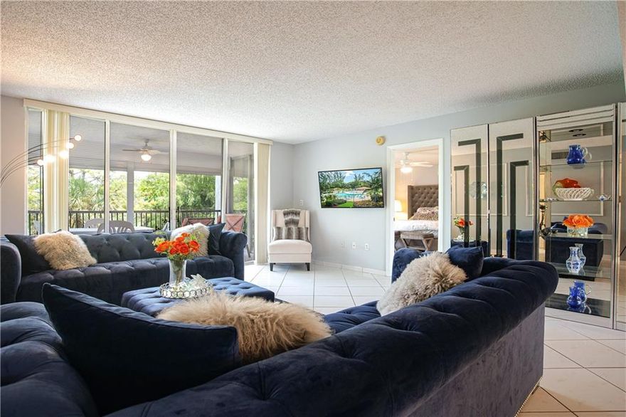 LOVELY!! VERY LARGE  FURNISHED 3/2,5 UNIT! 1750 SQ FT!! REMODELED WITH TILE FLOORS THRUOUT!  LIGHT & BRIGHT LARGE LIVING AREA! KITCHEN REMODELED! WASHER/DRYER IN UNIT! 6 CEILING FANS & ROLL SHADES ON TERRACE!!  LARGE WHITE TILES THRU OUT EXCEPT FOR LAMINATE IN MASTER & 2ND BEDROOM.   ASSOC SAYS +55, 710 CREDIT SCORE, $45,000 INC, 6 MOS MAINT ESCROW. ASSOC REQUIRES 20% DOWN WITH OFFER UPFRONT. INCLUDED IN MAINT IS CABLE TV AND INTERNET! PEST CONTROL, WATER, INSURANCE, 24HR MANNED GUARD-GATE! COMMUNITY IS FENCED! ENJOY THE AMENITIES LIKE THE HEATED POOL, GYM, GAZEBO WHERE YOU CAN EAT BY THE POOL AND ENJOY YOUR BBQ MEAL! TENNIS, PICKLE BALL, BILLIARDS, LIBRARY, EXERCISE MACHINES AND ACTIVITIES! YOU WILL LOVE LIVING HERE!