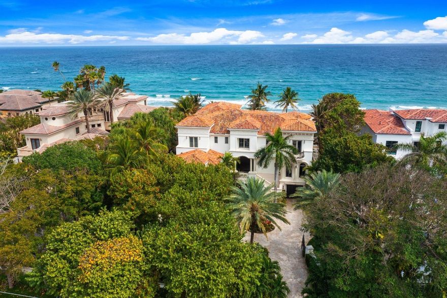 Located on the prestigious Hillsboro Mile, this home is situated on 220 total feet of intracoastal and oceanfront. This exquisitely built transitional home has 7 bedrooms and 9.2 baths with breathtaking views from every part of the home. Enjoy resort-style living with private salt water pool and spa, outdoor kitchen, exercise room, media room and wine room. This Estate is on over 32585 Sq ft. has a gated entry to the property and a  5 car garage. Incredible sunrises and sunsets you will never want to leave this tropical paradise.