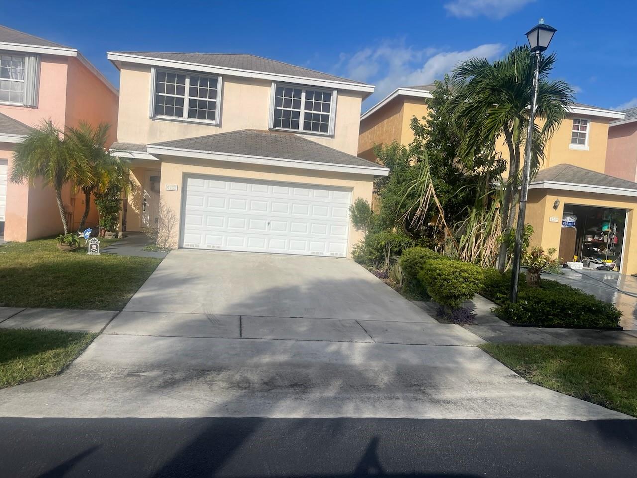 Single Family w/ fenced yard. Renovation just complete. 4 bedroom 2 1/2 bath & 2 Car Garage. Community Pool. New roof 2025. Brand new ultra modern kitchen w/ quartz counter tops, high end SS appliances including state of the art oven w/ convection & air fryer oven, INDUCTION stove top. Open concept kitchen to family/dining. Plenty of cabinets, snack bar, h20 filtration & snack bar area. Half bath on main level. Completely remodeled home with 4 bedrooms & 2 full baths. Front loader Washer/Dryer conveniently located by all bedrooms. Large walk-in closet in primary bedroom. No carpet here! Plank laminate wood flooring in all bedrooms and stairs. Home equipped w/ hurricane shutters. HOA approval takes 3-4 weeks. No pets. No smoker. First, Last & Security