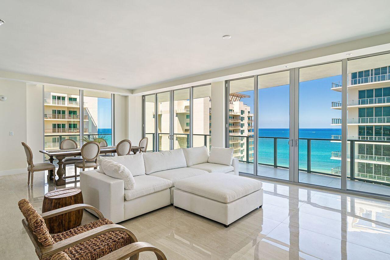 Premium upper floor corner unit with both sunrise and sunset outdoor terraces. This light and bright floorpan affords the best of both worlds with expansive views of the ocean and intracoastal waterway. The unit is 3,425 total square feet with 2 Bedrooms, 1 Den/Office, and 2.1 Baths. Can be rented nightly, weekly, or long term. Amrit is a Brand New Oceanfront Condo and Hotel boasting tons of amenities including over 100,000 sq ft of spa, four restaurants, bars, and beachfront service.