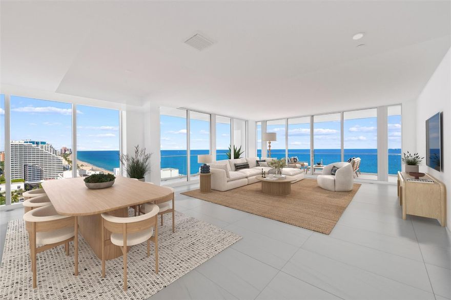 Residence 1904E at Selene showcases world class coastal living at Fort Lauderdale’s premier new oceanfront address. Positioned high above the shoreline, this coveted Sand Castle floor plan impresses with floor-to-ceiling glass and wraparound balconies delivering panoramic views from the Atlantic to the Intracoastal. The refined finishes and thoughtful design are highlighted by a sleek Italian chef’s kitchen and the serene Primary Retreat, a direct ocean-facing bedroom suite with balcony access. Two well-appointed guest suites and a flexible den provide versatility for everyday living and entertaining. Selene’s five-star amenities include an oceanfront pool deck, fitness and yoga studios, private club lounge, movie room, golf and game simulator, pet park, BBQ and 24-hour concierge services.