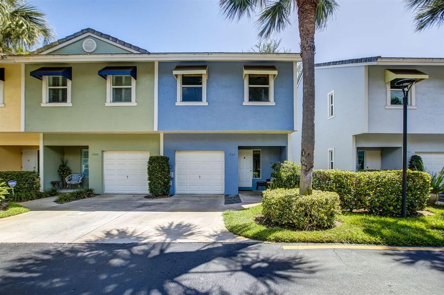 Located right off Wilton Drive this 3 bedroom, 2.5 bath townhome with attached garage offers the convenience of Wilton Manors while being part of a private gated community. Bright, clean and contemporary floors greet you from the moment you walk through the front door and sliding glass doors can be found upstairs and down allowing tons of natural light inside.  The beautiful kitchen is open to the living room with white cabinets, stainless appliances, breakfast bar and large pantry.  You'll love the upstairs master suite with vaulted ceilings, walk-in closet, balcony and freshly refinished bathroom floor.  The new washer & dryer is conveniently located upstairs along with 2 guest bedrooms and full bath.  Step outback and enjoy your own cozy private patio, surrounded by Florida shrubbery perfect for outdoor entertainment. Enjoy all that Florida has to offer here in the River Landings pet friendly community - HOA fee to include building/roof insurance, water, trash, pool and lawn care