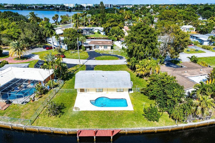 This beautifully updated 2 bedroom, 1 bath single-family home offers true South Florida living with a private dock and ocean access (fixed bridges). Enjoy a newly renovated kitchen and bathroom, bright open living spaces, and a sparkling pool overlooking the peaceful canal. Perfect for boating enthusiasts and those seeking a relaxed waterfront lifestyle. With no HOA, you'll have the freedom to make this home your own or as an investment property or vacation home.  Move-in ready and ideally located near dining, shopping, community parks, Wilton manors, I95 and the turnpike.