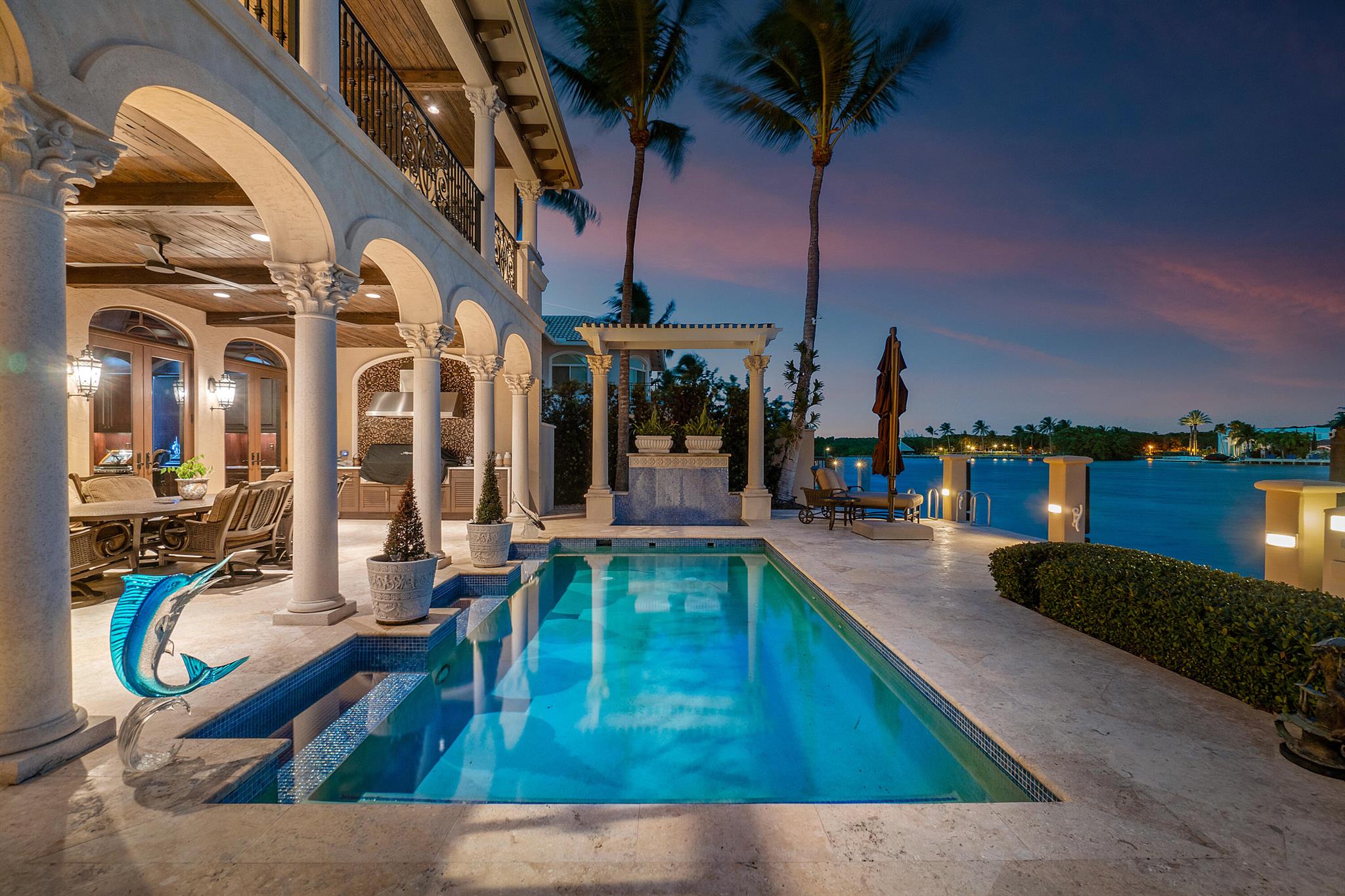 BOATERS PARADISE IN GOLDEN HARBOUR... This Mediterranean masterpiece is situated on one of the widest portions of the Intracoastal in a no wake zone and on one of the best deep water lots in Boca Raton with 85 feet of water-frontage and just minutes to the Boca Inlet & Ocean. This smart home was designed for family living and gracious entertaining. It features 5 spacious bedroom suites & 5.5 baths, elevator, a home theater, wine cellar, top of the line kitchen appliances, summer kitchen with new cabinetry & Alfresco gas grill, Whole House Generator, 3 Car Garage with AC a new roof in 2024 and extraordinary quality finishes and detail throughout. This spectacular home offers you an opportunity to own a piece of paradise in East Boca Raton. Its location is perfectly situated - SEE SUPPLEME