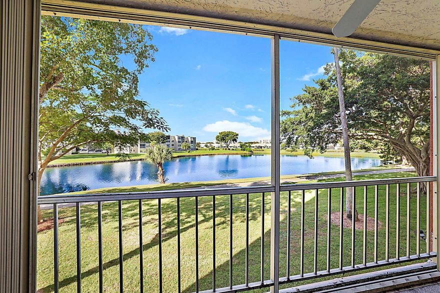 Rare corner unit with serene lake views! This light-filled 2nd-floor residence in Bonaire features extra windows and panoramic water views. Enjoy peace of mind with a newer A/C (2019) and a well-run association that has completed all inspections!The spacious layout offers a split-bedroom design and an in-unit washer/dryer. Step outside to the community pool just one building away, or get fit at the gym! HOA includes Bluestream cable with/ DVR & wifi router, water, sewer, and trash. On-site management ensures the community is beautifully maintained. Located in a premier 55+ community minutes from the Turnpike, Delray Marketplace, and the vibrant dining and beaches of Atlantic Ave. This move-in-ready gem offers the ultimate low-maintenance lifestyle!