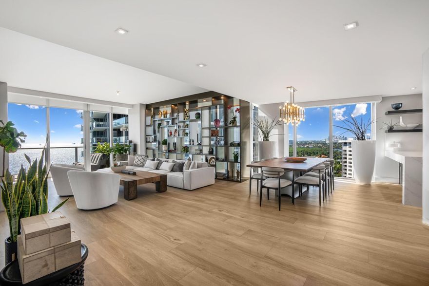 Introducing Lower Penthouse One - a rarely available corner flow-through residence in the North Tower at one of Fort Lauderdale's most prized possessions, the newly completed Auberge Beach Residences.  Opulent panoramic exposure expanding east to west.  From the direct ocean on the east wing, to intracoastal & city views on the west wing of the residence, with spacious terraces on each side.  This professionally designed three bedroom, four bathroom gem is tastefully finished with Italian-imported porcelain tile flooring throughout, gorgeous light fixtures, custom shelving wall and more; all brought together with organic earth tones and floor-to-ceiling glass nearly wrapping around the entire residence.  A true showstopper, LPH-01 offers an Italian Gourmet Kitchen equipped with a Sub-Z