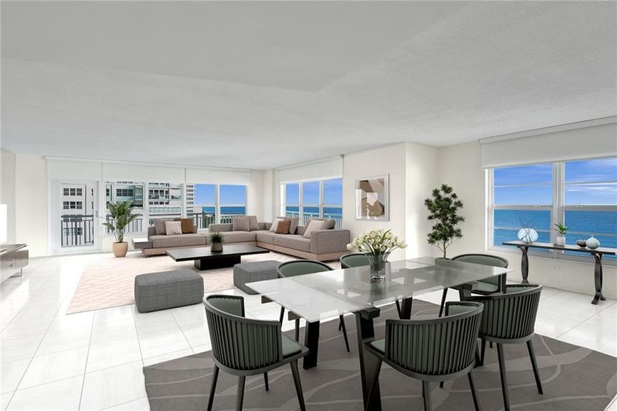 GORGEOUS NORTH/EAST DIRECT OCEAN  VIEWS FROM THIS RARELY AVAILABLE  POINT LOT TRUE 3 BEDROOMS/ 2.5 BATHROOMS CONDO ON GALT OCEAN MILE! Features ocean views from every corner of every room, impact windows and door, wrap-around balcony, kitchen with granite countertops and window overlooking the ocean, Washer/Dryer, and Additional Storage Unit on the Same Floor. Amenities Include an Updated Heated Pool Overlooking Ocean, BBQ, Gym, Game Room, Club Room with Full Kitchen, Bike Storage, Car Wash Area, 24 Hour Security, and On-Site Property Management. Condo allows Leasing after the first year of ownership. Maintenance includes cable with HBO, internet, and much more.