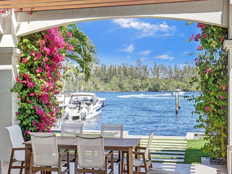 Finally a home that lives up to expectations. Absolutely amazing estate updated to perfection with stunning direct Intracoastal and park views. 4 Bedrooms plus fabulous Library w/Bath access. Located on an oversized corner lot w/floor to ceiling windows featuring Khars Swedish Grand Collection oil finish Rustic Maison Oak wood floors, Incredible custom kitchen with quartz counters, Calcutta Gold backsplash & Waterfall bar. Center Island with prep sink and walk in pantry. Wet bar with access to pool area & wine cooler. 1100 sf. 2nd floor Master Suite with sitting area & study/exercise area. Large walk in closet area. Balcony w/direct intracoastal views. The outdoors reflect lush landscaping, a 17 x 14 Loggia complete with gas grill, a uniquely designed pool & spa and dockage.