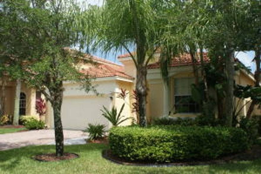 This move-in ready,culdesac home has a beautiful view of the preserve area of the lake and plenty of room for a pool with cabana bath already in place. Split floor plan with tile throughout except bedrooms.  Freshly painted exterior. Isola Bella boasts a beautiful clubhouse featuring community pool, tennis, basketball and fitness center.