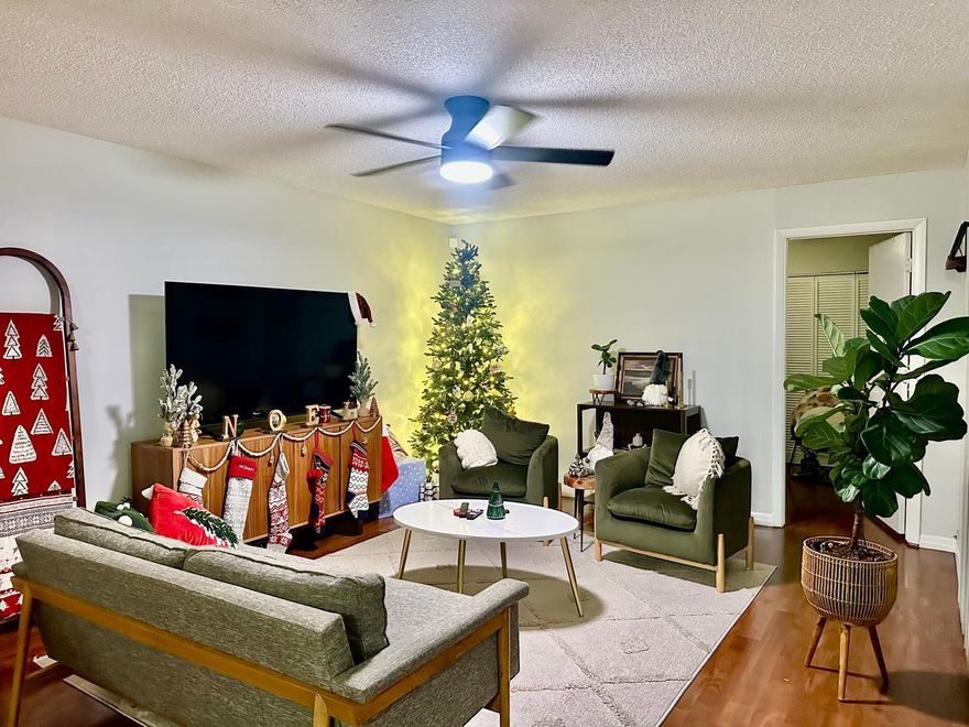 Beautiful property in Greenacres. One bedroom downstairs and 1 half bath downstairs. 2 more bedrooms upstairs with an oversize master bedroom and 2 more bathrooms. Brand new appliances. A/C and water heater only 2 years old. HOA fees are $449 per month.