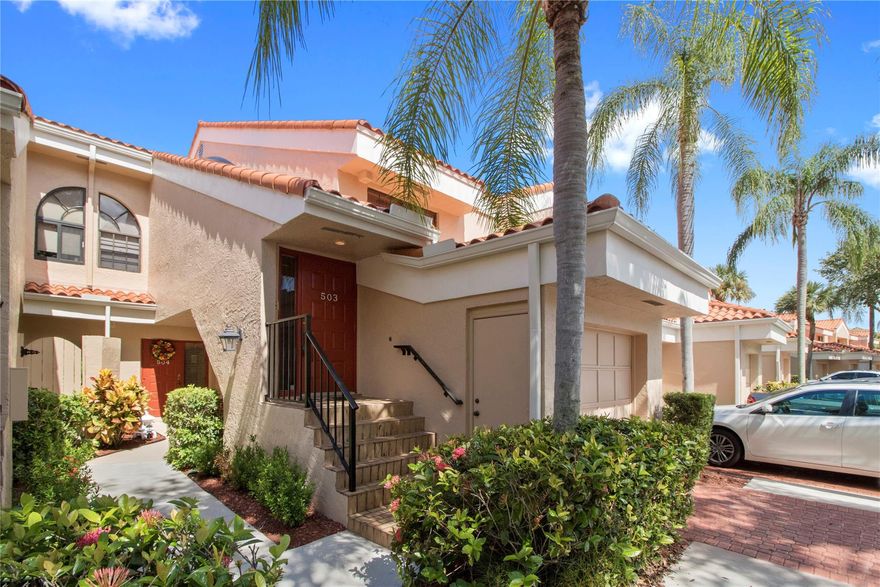 Fully furnished 3 Bedroom, 2 Bathroom townhouse with an attached 1 car garage.  Second car has assigned parking, and there is plenty of guest parking. Situated diagonally across from community swimming pool. Unit has spectacular golf course views with a large screened in patio. Resort style community is ideally located in Boca Raton & offers guard gated access, pool, golf, tennis, recreational facilities & more. Townhouse is contemporarily furnished, Master with king size bed & walk-in closet, Bedroom #2 with full + queen bed, Bedroom #3 as office with double bed.  Kitchen features a breakfast room with golf and patio views, formal dining room, large living room & screened in patio. Offered fully furnished as a seasonal rental but can also do a yearly rental as well.