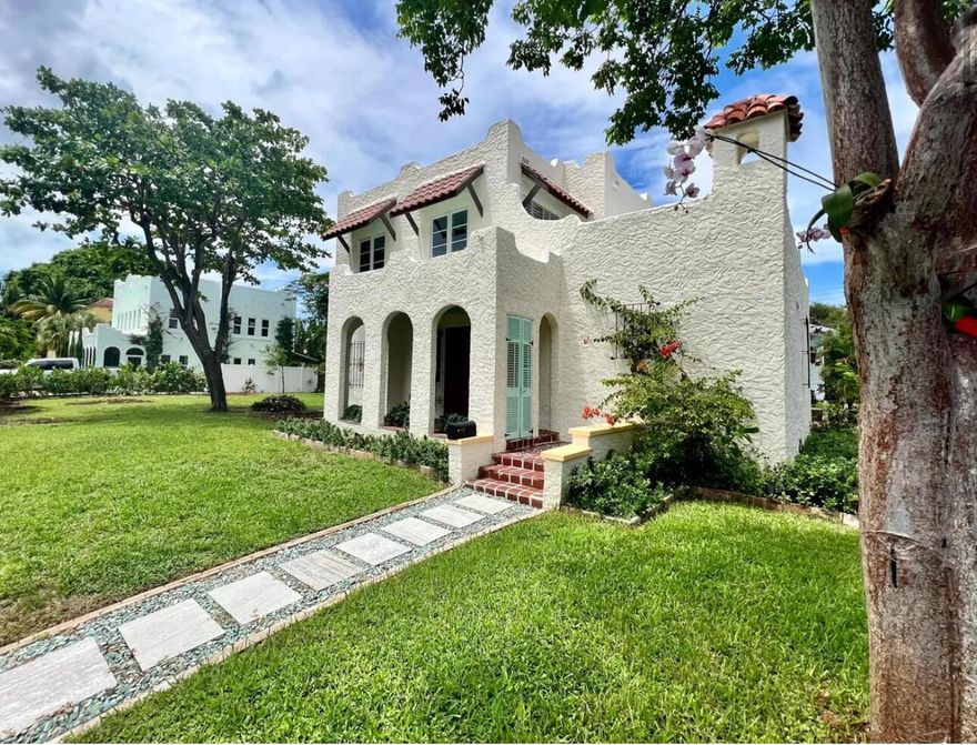 Step into timeless charm in the heart of College Park! This 1926 Mediterranean Revival gem sits on a 1/4-acre corner lot and blends historic character with thoughtfulupdates. Featuring 4 spacious bedrooms, 2 full baths, arched doorways, coved ceilings, solid pecky cypress doors, and gleaming oak wood floors. The formal dining room opens to a large backyard through French doors--directly to a brand new saltwater pool, perfect for entertaining. Upgrades include:  New saltwaterheated pool with 7-foot sunshelf  New Roof, Electrical, Plumbing, and AC  Lush grassy yard + butterfly gardens  Unique cupola, chimney, and high ceilings throughoutHistoric soul meets modern comfort in one of Lake Worth Beach's most beloved neighborhoods.