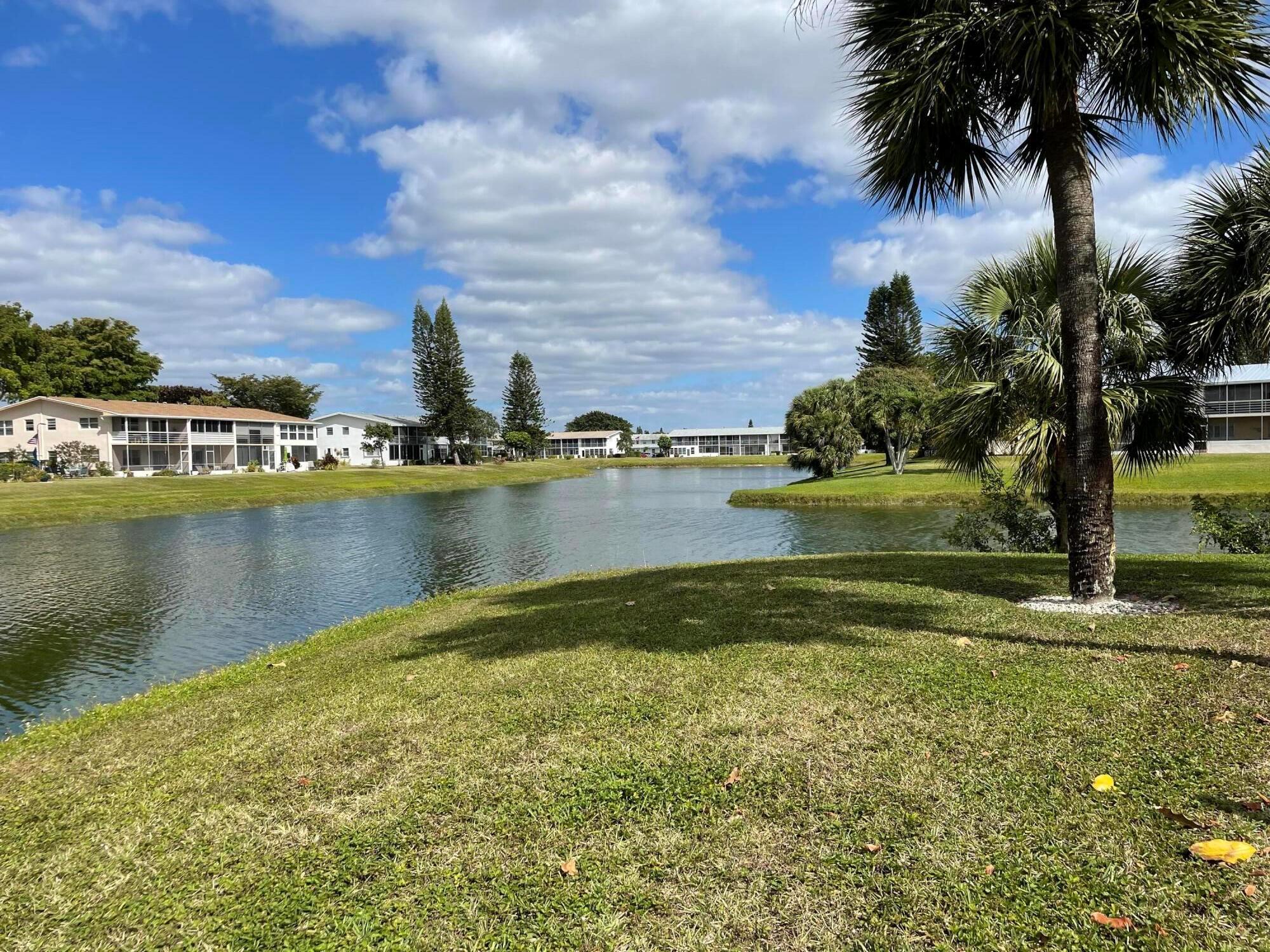 Magnificent, move in ready unit for rent in a 55 + adult retirement community in Century Village. A rare find in private & highly sought after Somerset L. Amazing water views from both your front and back windows of this second floor, 2 bedroom unit. This outstanding unit features a gleaming, custom kitchen with double sinks. Custom cabinets, stove & dishwasher. Sparkling tile floors throughout! This unit has central air conditioning & 2 full renovated bathrooms. This unit features endless upgrades! Gorgeous barbecue area to relax and enjoy the Florida sunshine. Century Village is a 55+ community with so much to offer...shows, movies, clubs, pools, security, and transportation service.