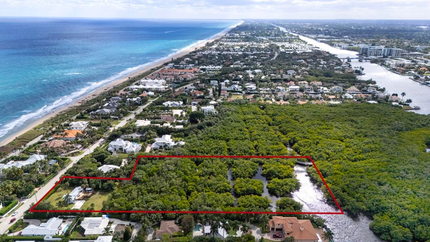 4.5 Acres zoned Single Family Residential.
The largest privately owned property in Ocean Ridge.