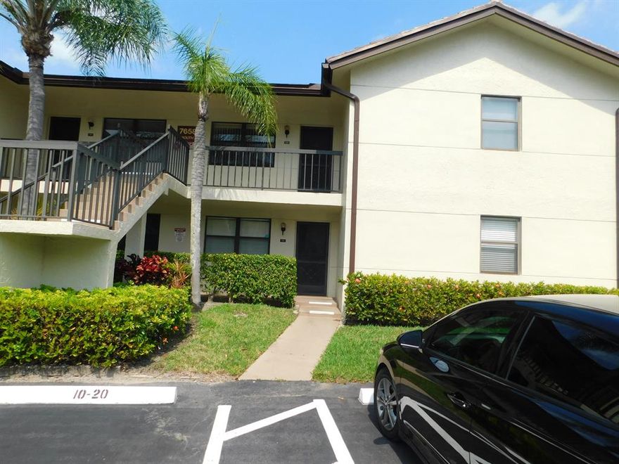 55+ Condo in resort style community.  Turn-Key 1st floor unit with 2 bedrooms 2 bathrooms, split floor plan.  Unit has enclosed porch with laundry room.  Freshly painted with new carpet.  Large Master bedroom with walk in closet.  Active community with golf course (No equity membership requirements) clubhouse and tennis court.  Unit is within steps of clubhouse and pool.  Community is close to turnpike, shopping and restaurants.