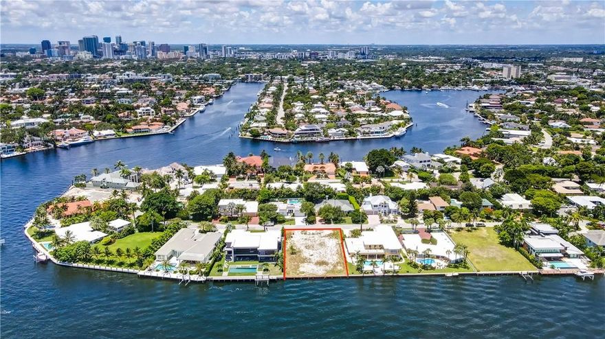 Oversized 16,502 s.f. Direct Intracoastal Vacant Land with Plans in the exclusive Gated Sunrise Intracoastal neighborhood. This gated and patrolled enclave is nestled on the peninsula created by the convergence of the Middle River and the Intracoastal south of Sunrise Blvd. Walkable to dining and entertainment, world class beaches and minutes from downtown and FLL airport. This offering is “VACANT LAND WITH PLANS” and renderings to build an exquisite nearly 10,000sf custom residence. The current plans offer a spacious two story, 5 bedroom with study, 6 full bathroom home with 4 car garage. Designed with dramatic floor to ceiling windows to bring the incredible water views into every space, this home offers over 6,242sf of under AC living, and extensive loggias to maximize the outdoor life. Transferrable permits issued for a new 100 ft x 10 ft concrete dock and sea wall.  Upstairs oversized owners retreat with Dual owner retreat baths, three secondary bedrooms with full en suite bathrooms. Dramatic oversized terrace traversing the entire width of the upstairs of the home and offering direct access from most spaces on this level. This neighborhood is going through a substantial gentrification with homes upwards of $30M.
