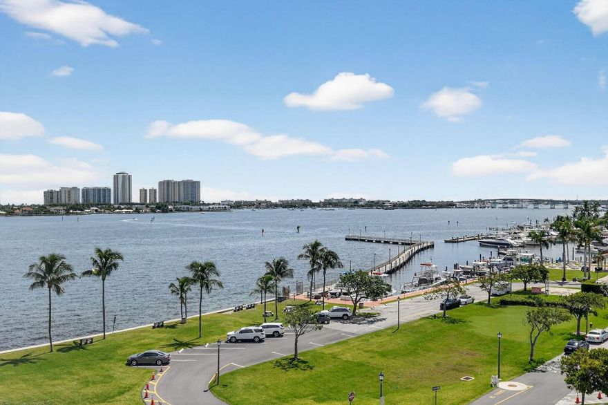 WATERFRONT, 7th Floor CORNER Unit is Paradise! Newly renovated 2 yrs ago, with stunning S, SE and SW views of the ICW, Singer Island and Lake Park Marina. Modern elegance abounds...with ICU water-views and French doors to the Primary Suite. Featuring Hurricane Impact Windows, state-of-the art Samsung Kitchen Appliances, and Tankless Water Heater. This gated community is located beside the luxurious Nautilus 220, many restaurants, Recreational Park with tennis/pickleball and Marina with a boat club and direct access to the ocean! It's minutes to the beach, PBI airport, shopping Malls and Downtown West Palm Beach. The HOA FEE IS INCLUSIVE of the Building's Insurance Premiums, unlike other Condo's that bill separately for each. NO HOPA.  AND SELLERS ARE HIGHLY MOTIVATED TO MAKE A DEAL!