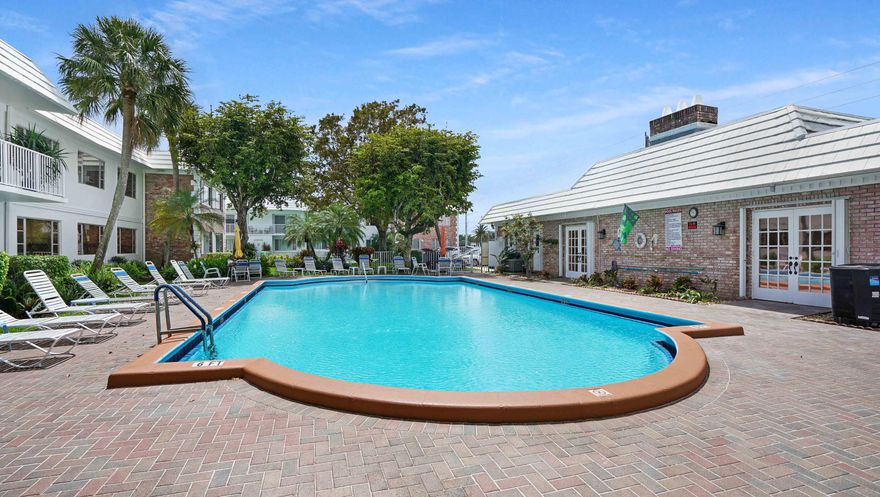 Experience coastal living in this stunningly renovated 2BR/2BA top-floor condo in heart of Pompano Beach! This move-in ready home features a freshly painted interior and stylish furnishings, making it perfect for immediate occupancy. Enjoy peace of mind with a brand-new building roof (assessment fully paid by seller). Located in a vibrant 55+ community, you're just 2.5 miles from the beach and the iconic Pompano Pier. Convenience is key with Publix directly across the street and local dining, shopping, and transit all within walking distance. This active adult community offers a pool, clubhouse, and social amenities. Please note: This is a cash-only co-op, second-floor unit (no elevator), and allows seasonal rentals once per year (3-4 months). Don't miss this gem!